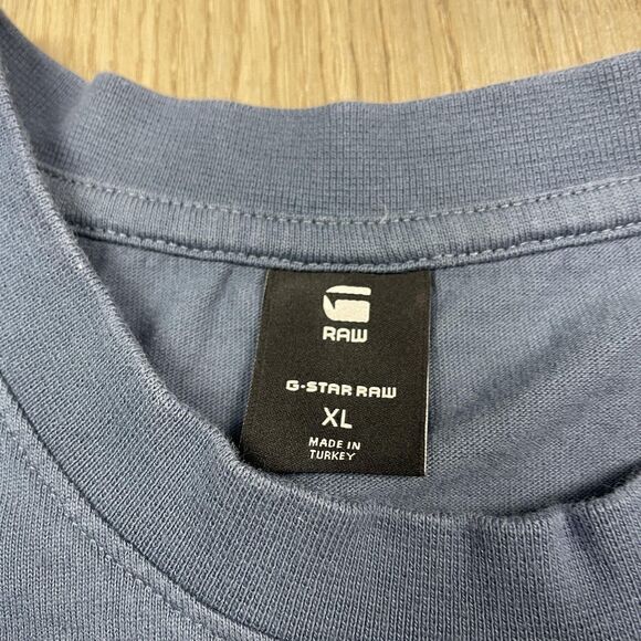 G-Star RAW Shirt Mens XL Blue Oversized Fit Just The Product Logo Tee Crewneck - Picture 4 of 10
